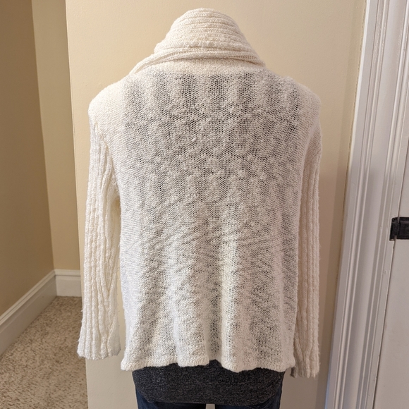 Mode de Paris by saga cream open front cardigan w/ oversized drap detail size M - Picture 3 of 8